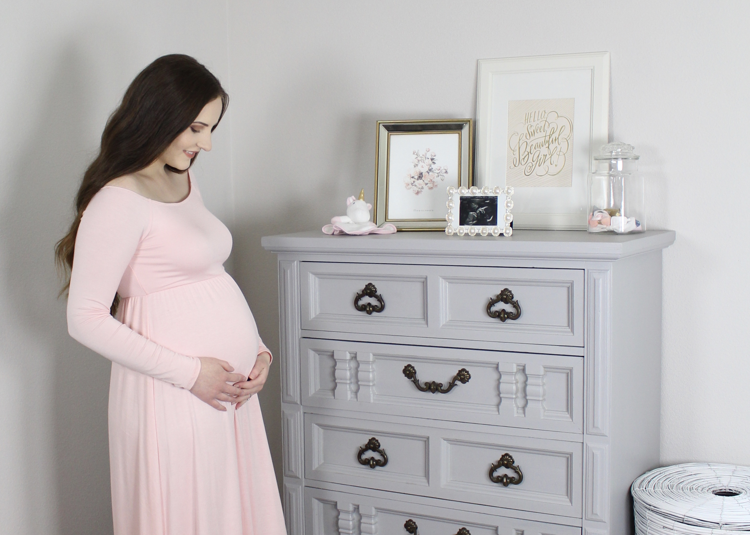 blush pink baby shower dress